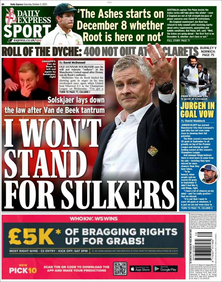 Portada de Express Sport (Reino Unido)