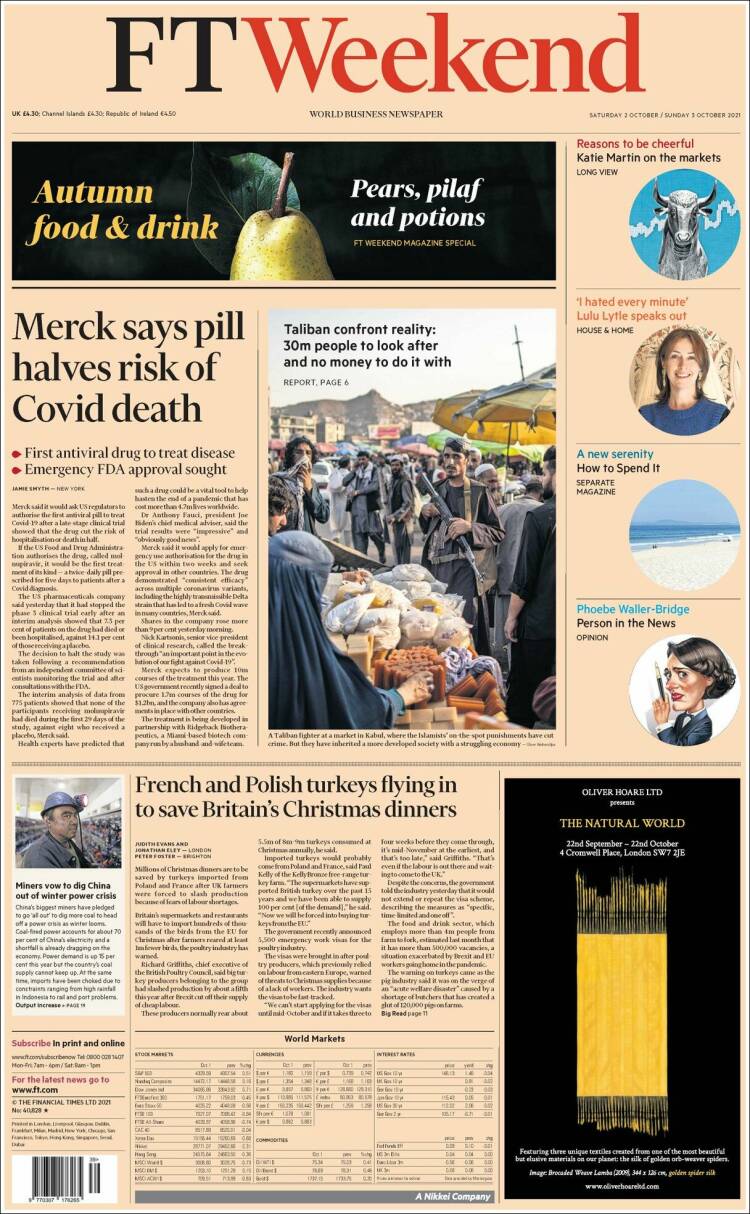 Portada de Financial Times (Reino Unido)