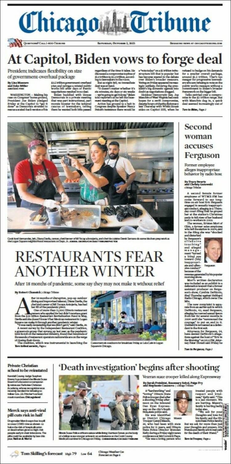 Portada de Chicago Tribune (USA)