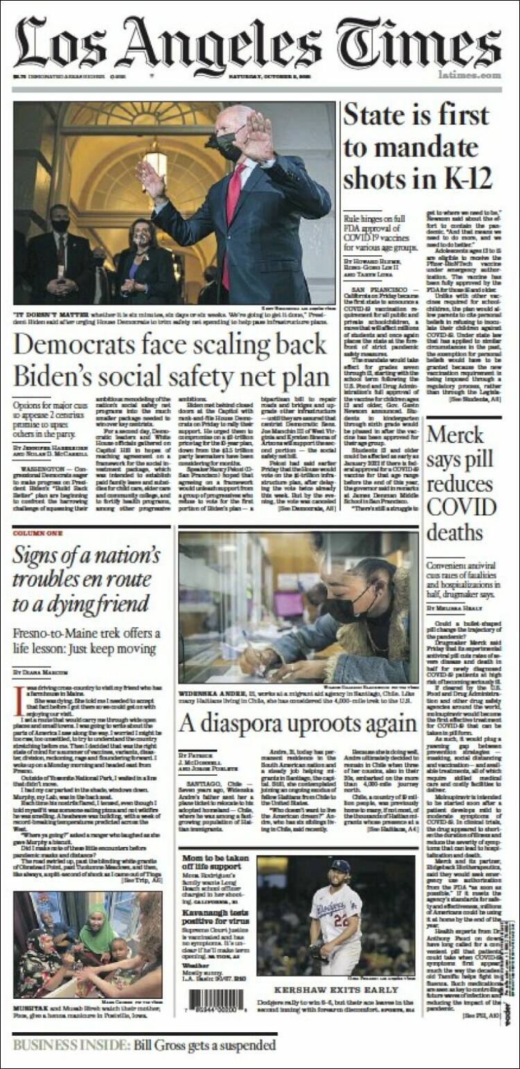 Portada de Los Angeles Times (USA)