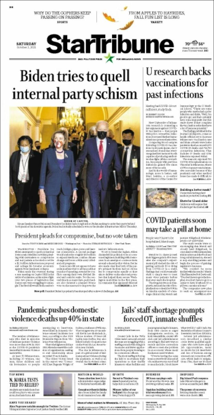 Portada de Star Tribune (USA)