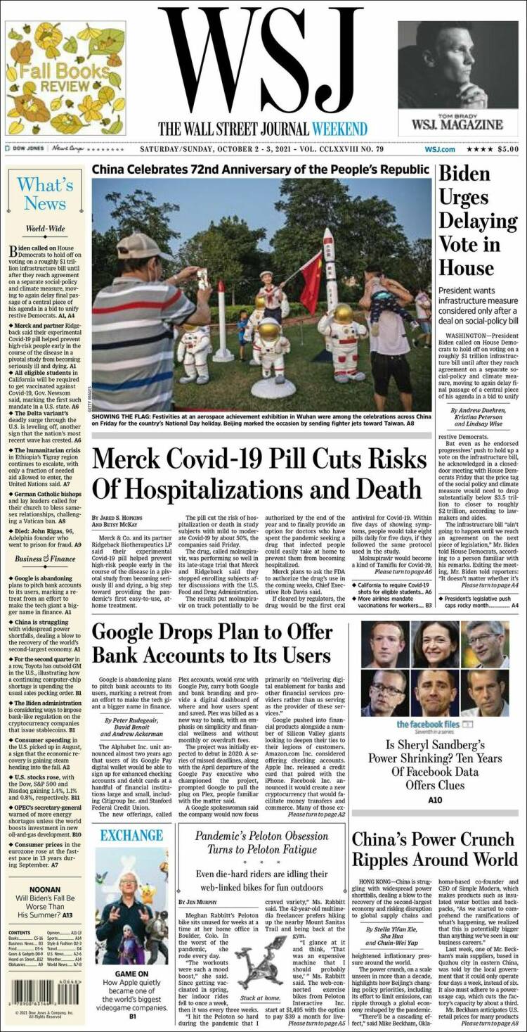 Portada de Wall Street Journal (USA)