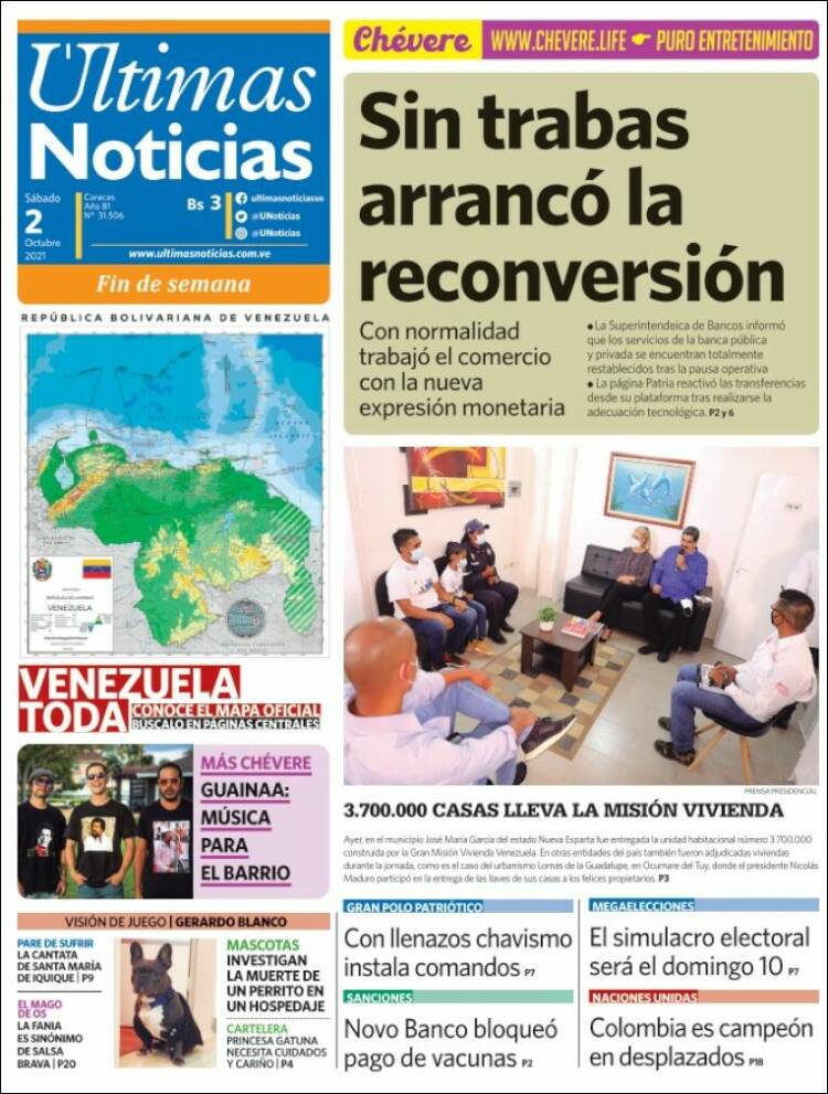 Portada de Últimas Noticias (Venezuela)