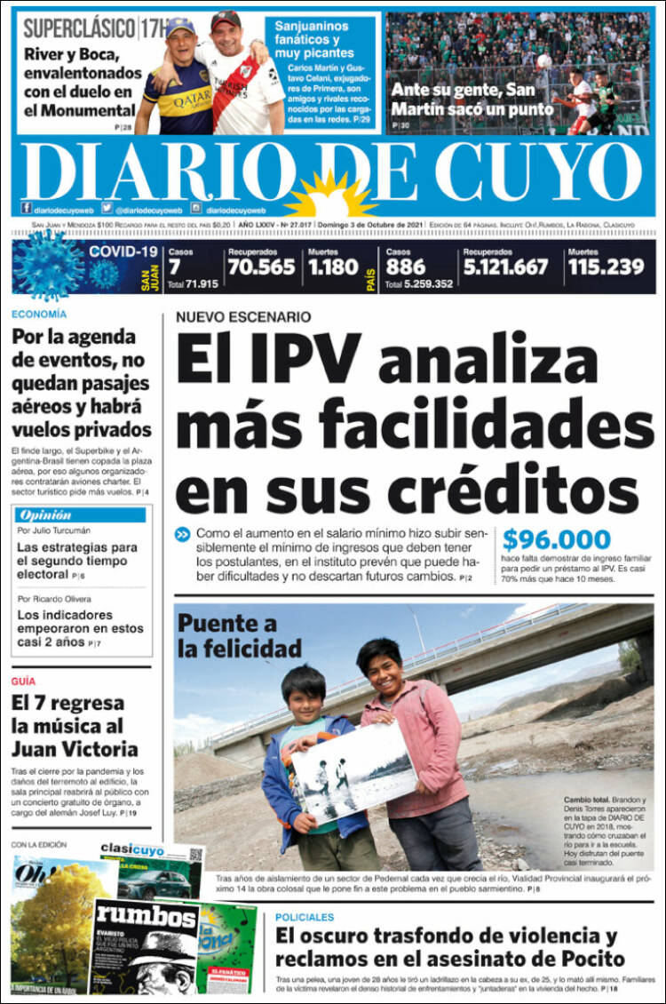 Portada de Diario de Cuyo (Argentina)