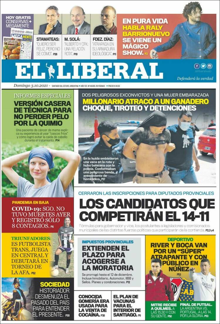 Portada de Diario El Liberal (Argentina)