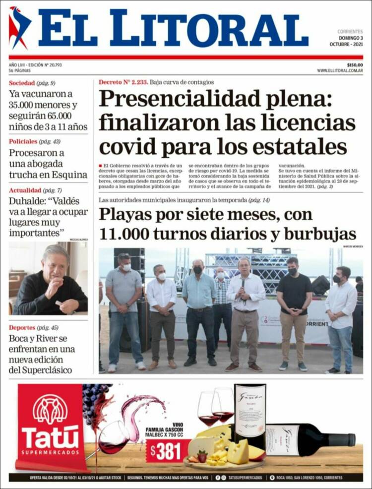 Portada de El Litoral Corrientes (Argentina)