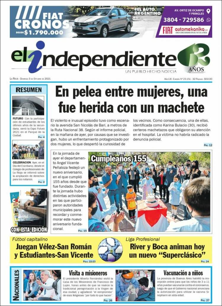 Portada de El Independiente (Argentina)