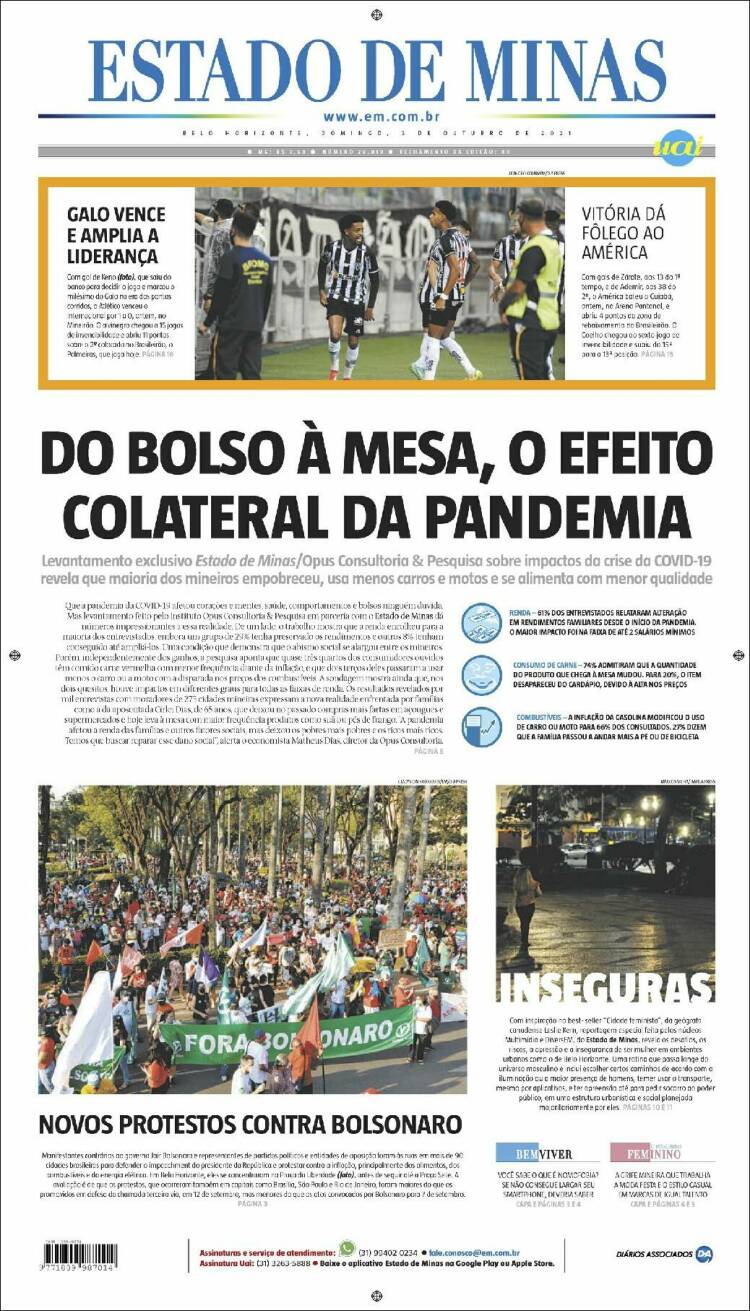Portada de Jornal Estado de Minas (Brasil)