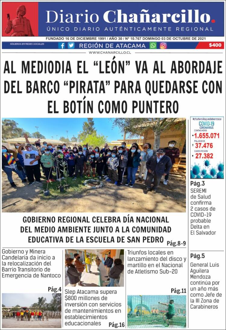 Portada de Diario Chañarcillo (Chile)