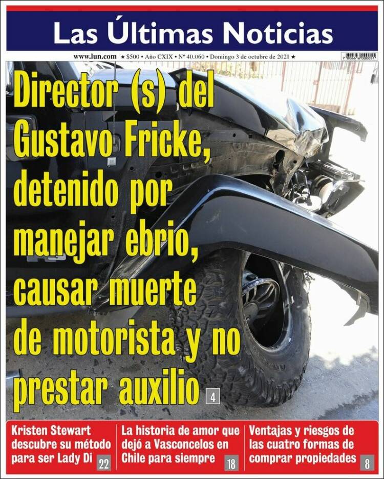 Portada de Las Últimas Noticias (Chile)
