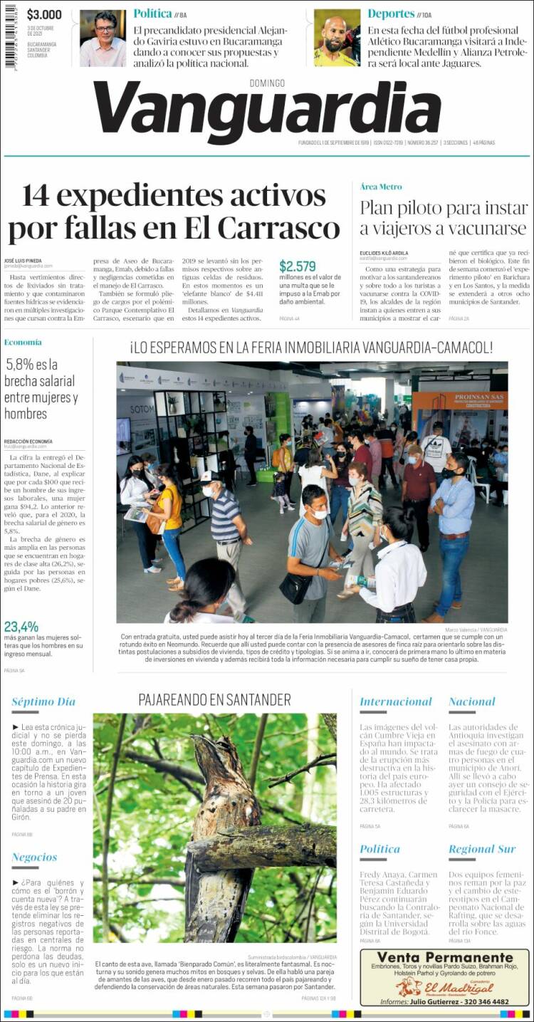 Portada de Vanguardia Liberal (Colombia)