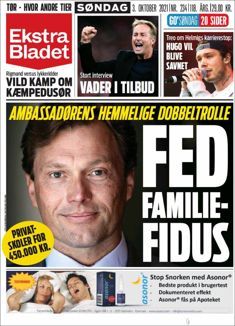 Portada de Ekstra Bladet (Dinamarca)