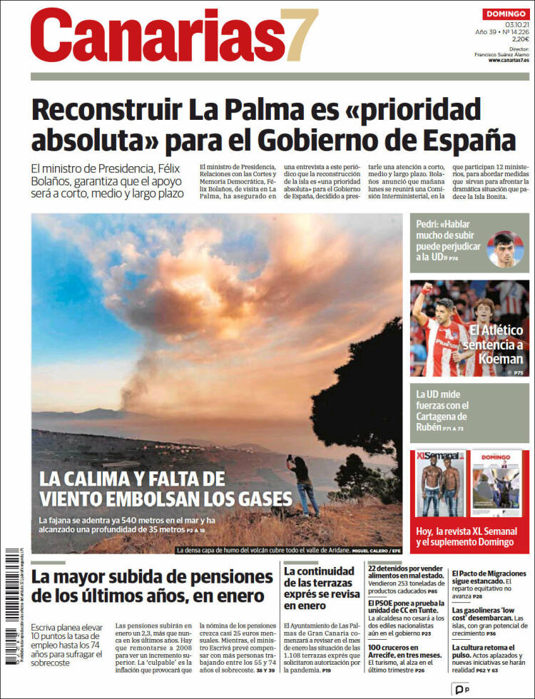 Portada de Canarias 7 (España)