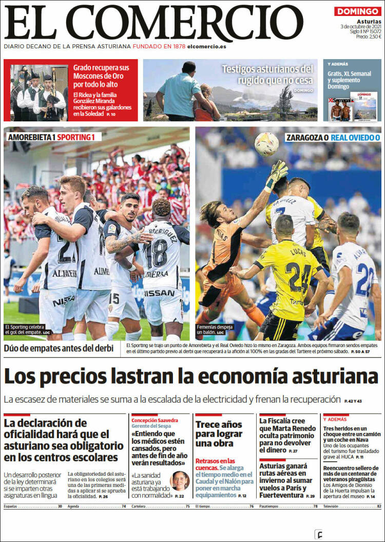 Portada de El Comercio (España)