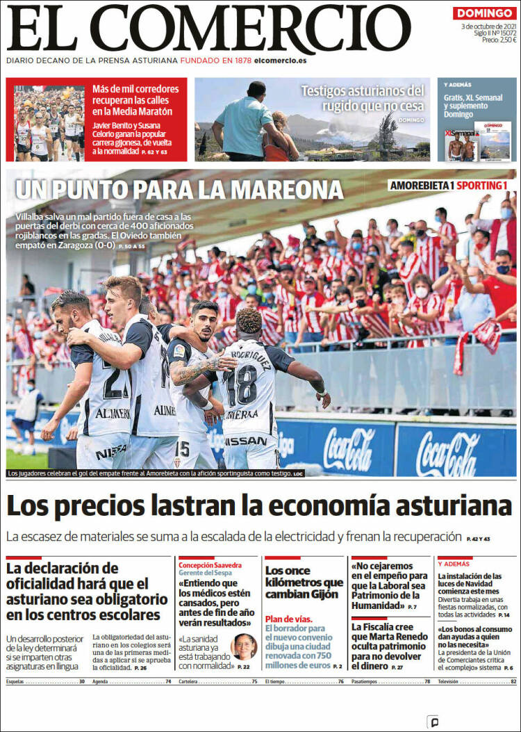 Portada de El Comercio - Gijón (España)