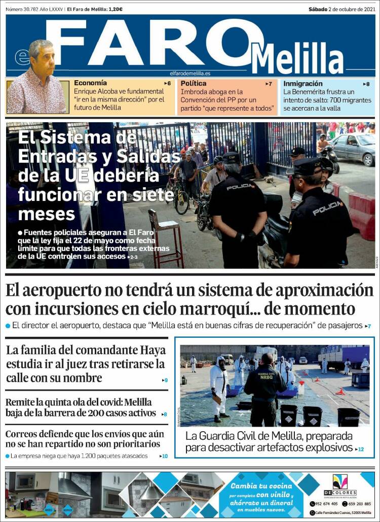 Portada de El Faro de Melilla (España)