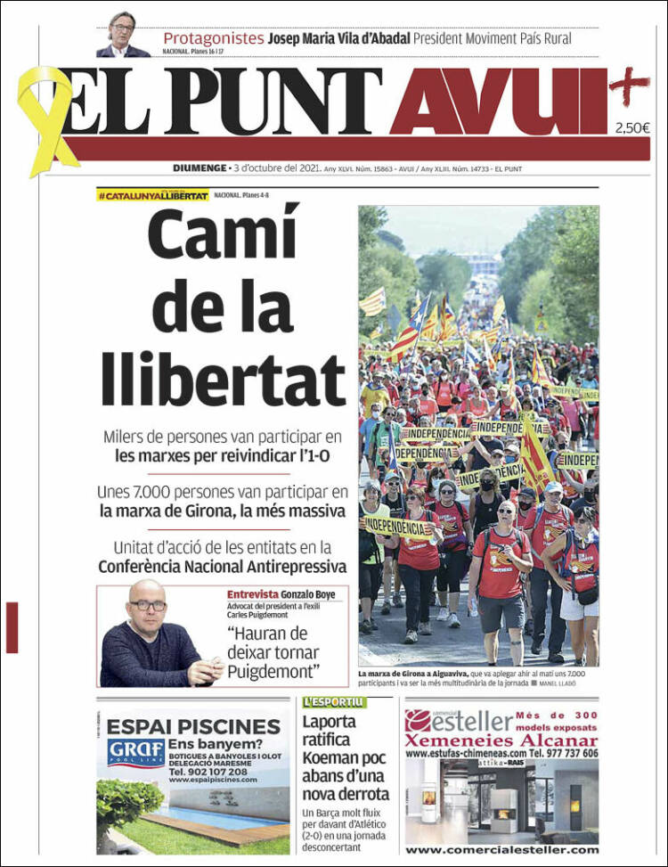 Portada de El Punt Avui (España)