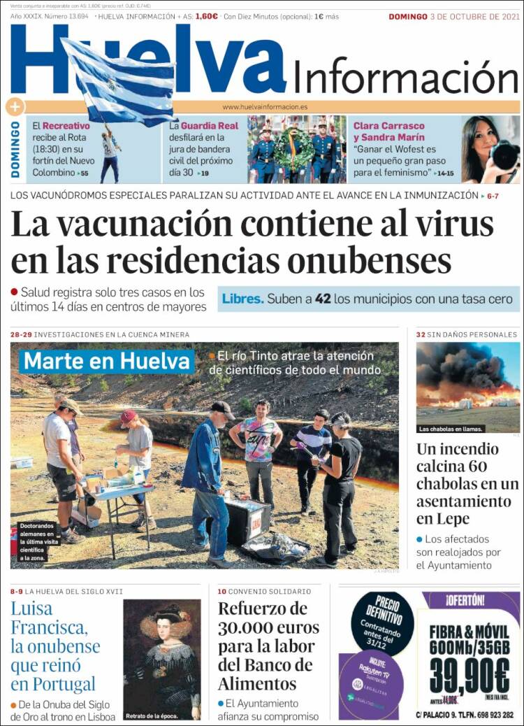 Portada de Huelva Información (España)