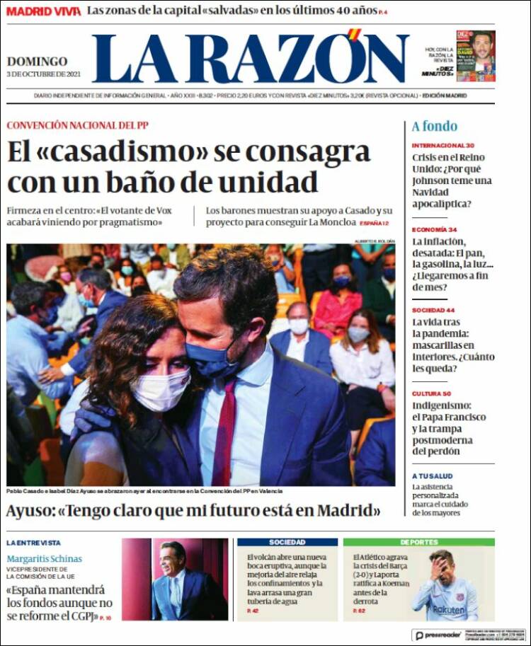 Portada de La Razón (España)