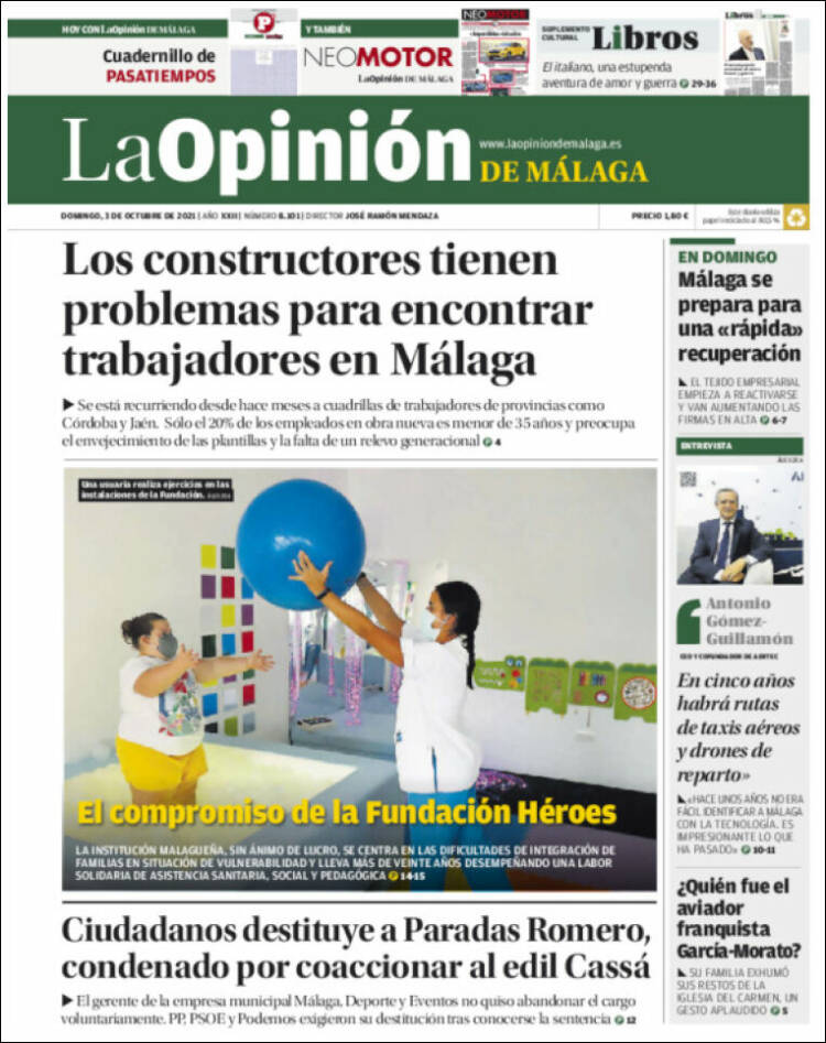 Portada de La Opinión de Málaga (España)