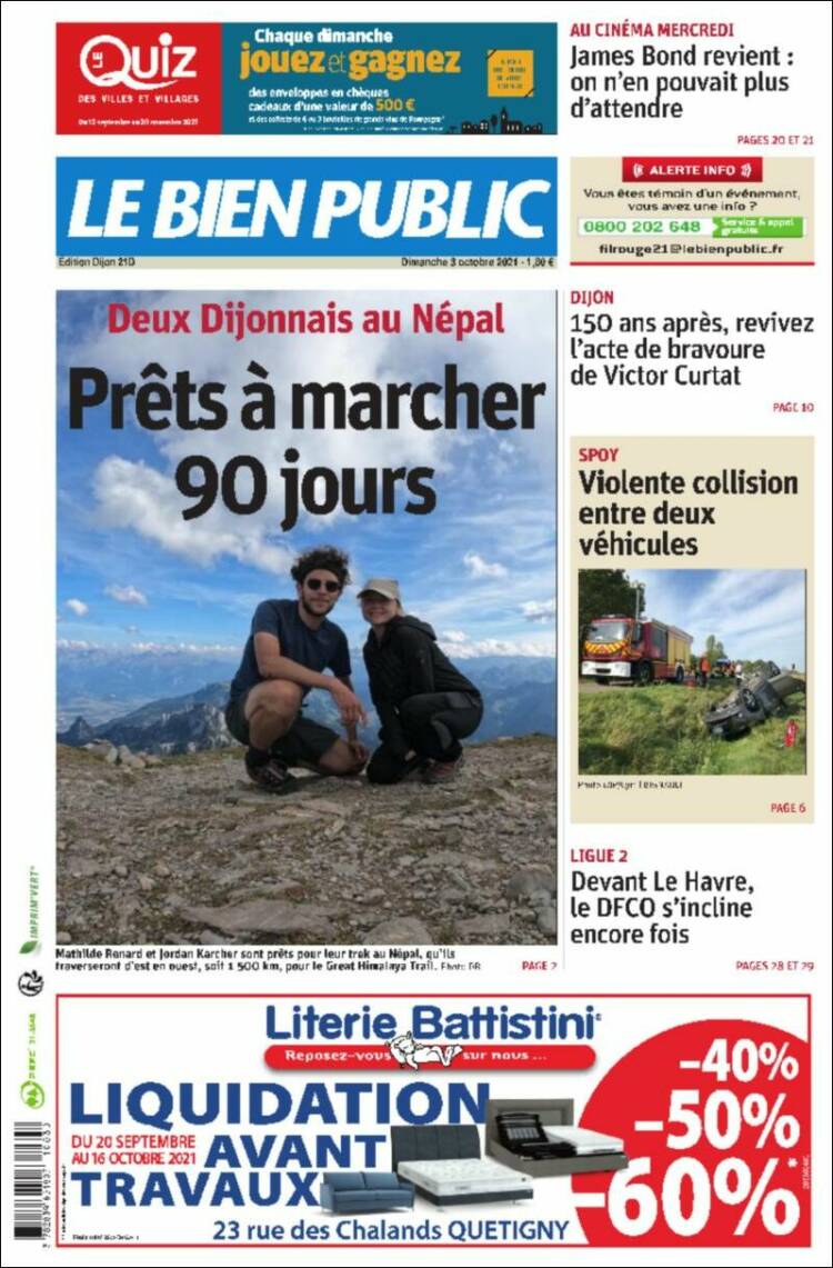 Portada de Le Bien Public (Francia)