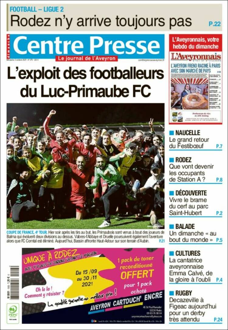 Portada de Centre Presse (Francia)