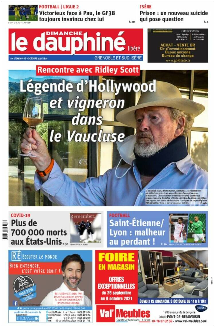 Portada de Le Dauphiné Libéré (Francia)
