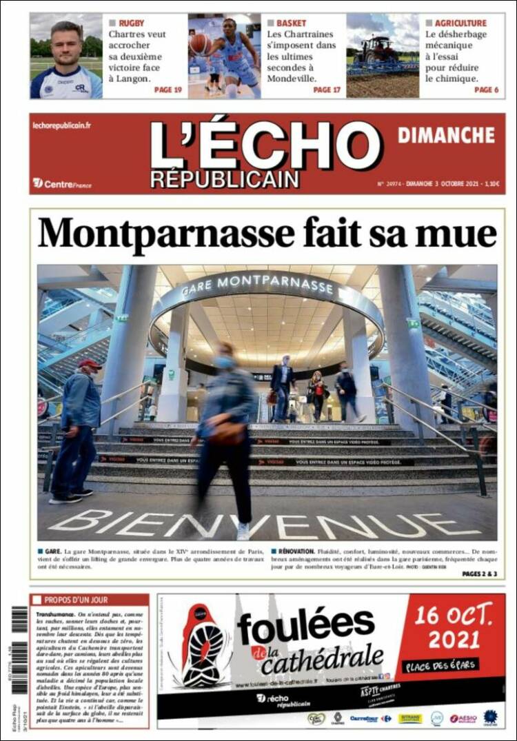 Portada de L'Echo Républicain (Francia)