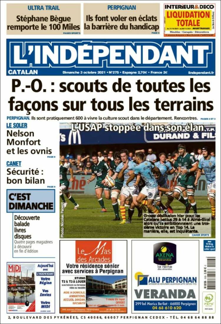 Portada de Le Indépendant (Francia)