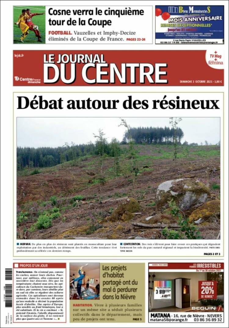 Portada de Le Journal du Centre (Francia)