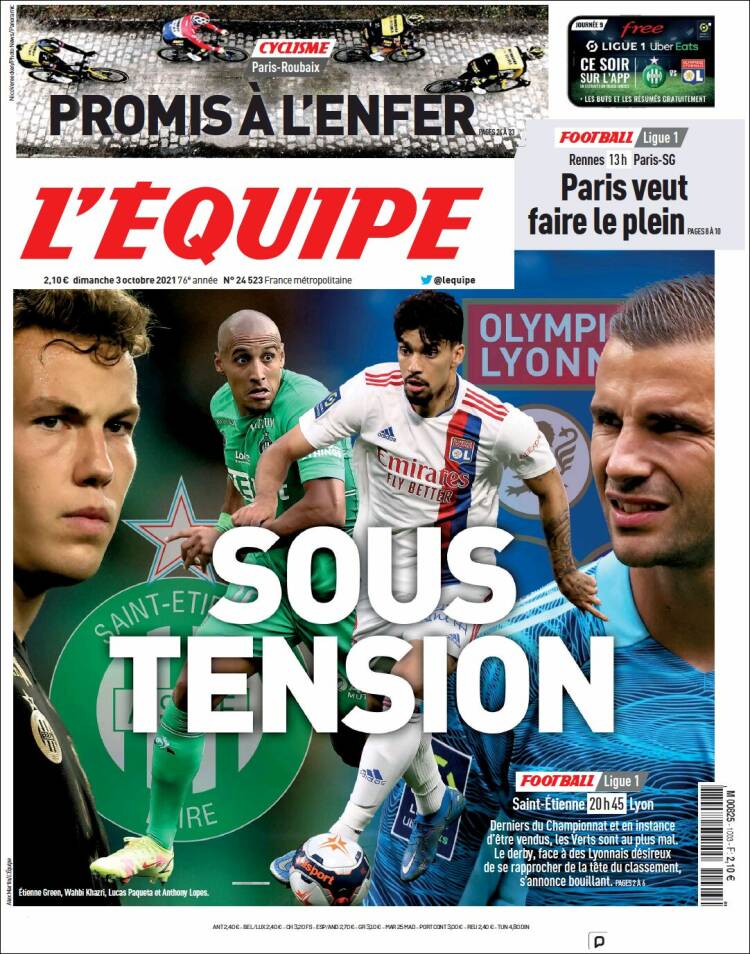 Portada de L'Equipe (Francia)