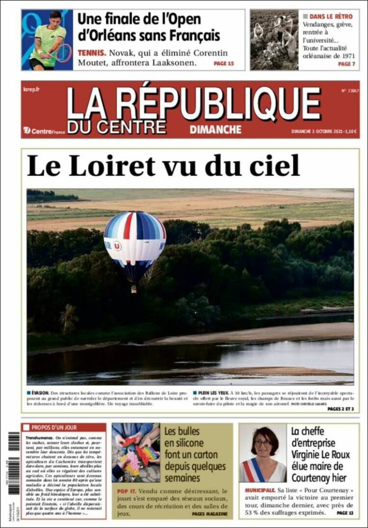 Portada de La République du Centre (Francia)