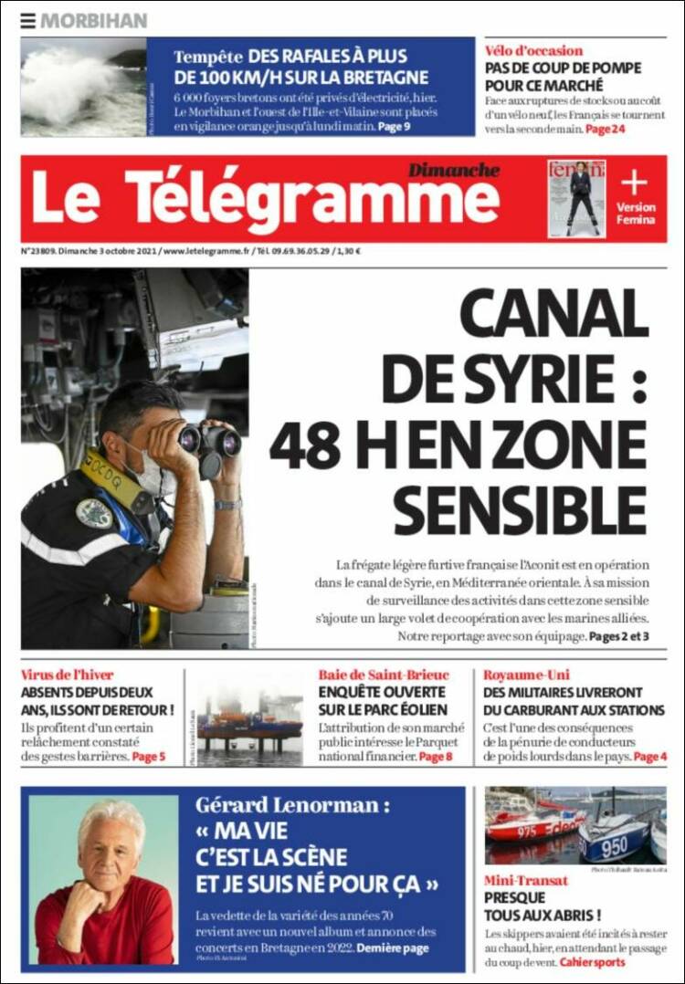 Portada de Télégramme (Francia)