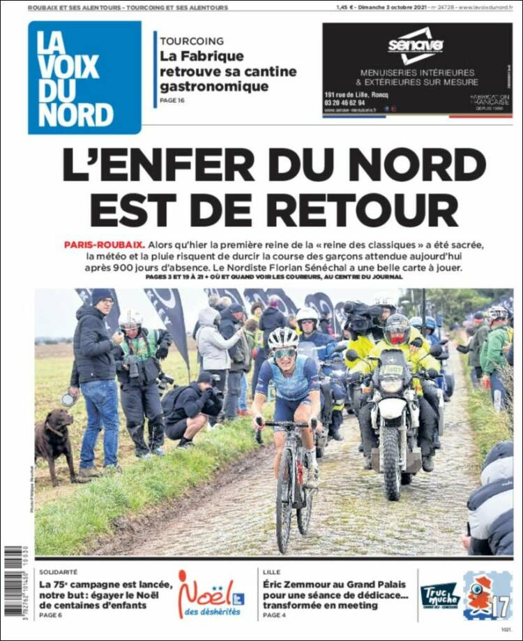 Portada de La Voix du Nord (Francia)
