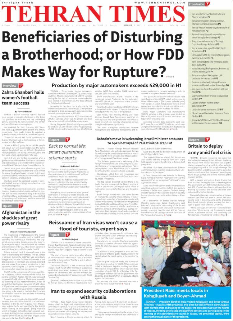 Portada de TehranTimes (Ir&aacute;n)