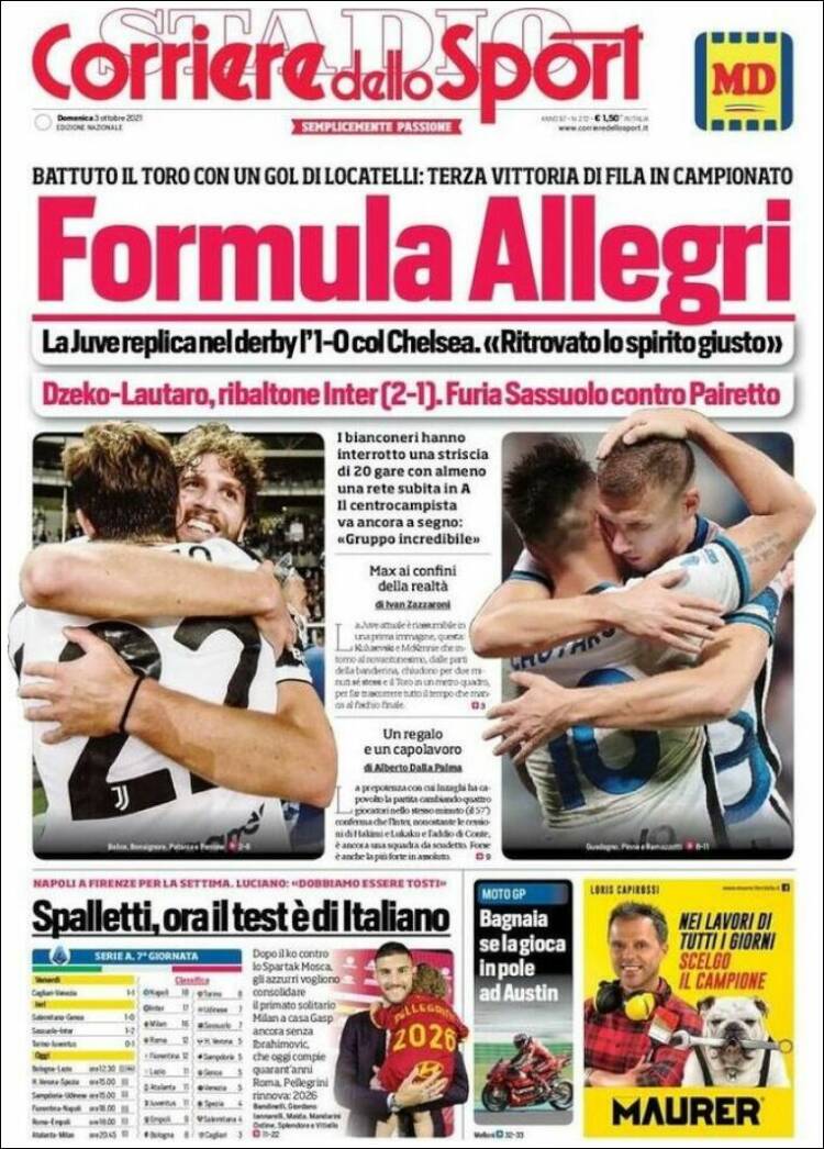 Portada de Corriere dello Sport (Italia)