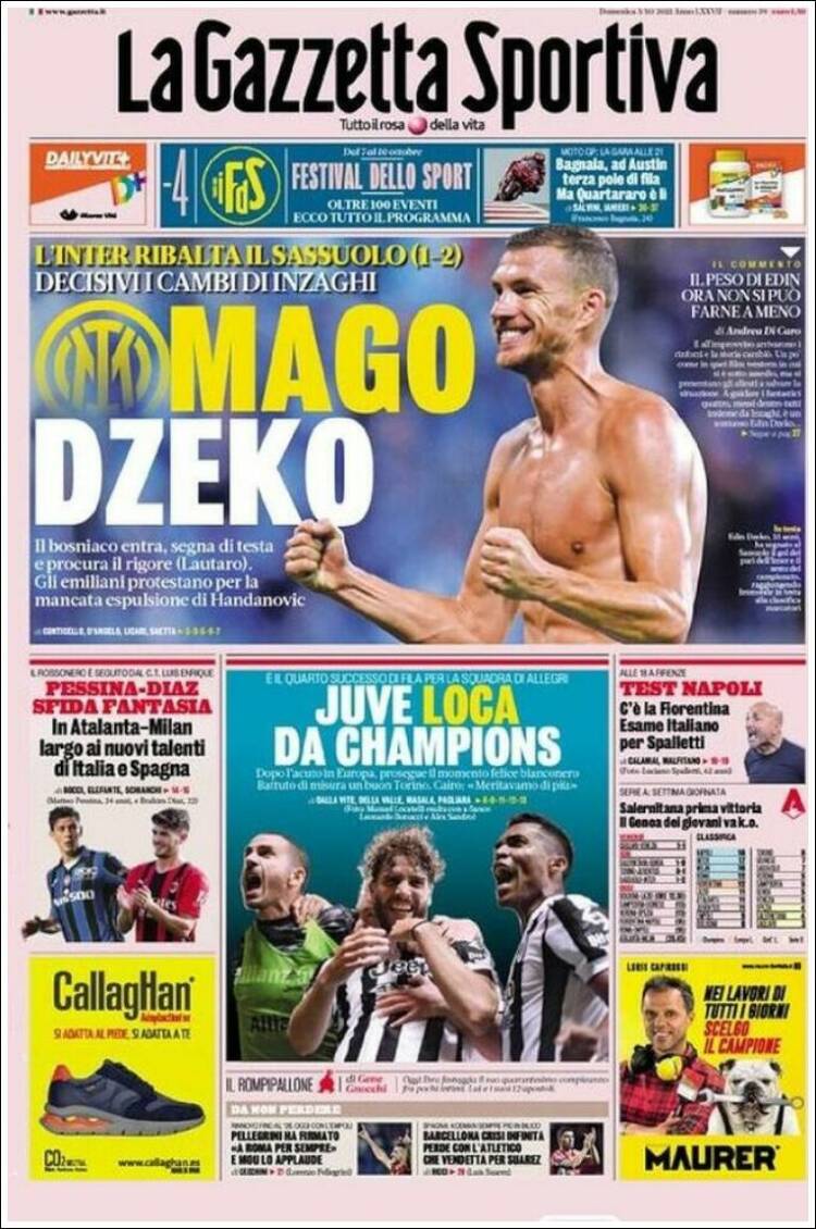 Portada de La Gazzetta dello Sport (Italia)