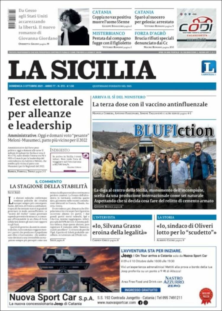 Portada de La Sicilia (Italia)