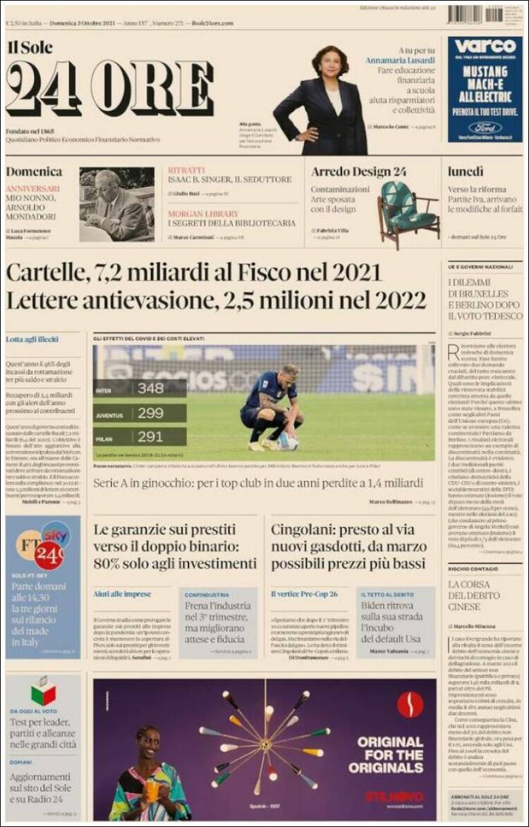 Portada de Il Sole 24 ORE (Italia)