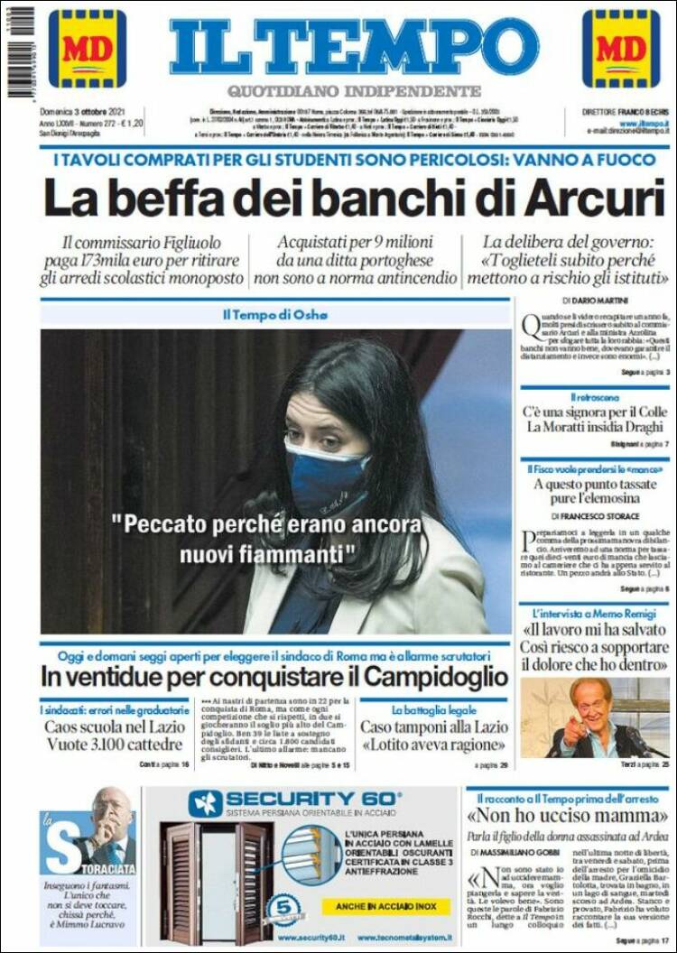 Portada de Il Tempo (Italia)