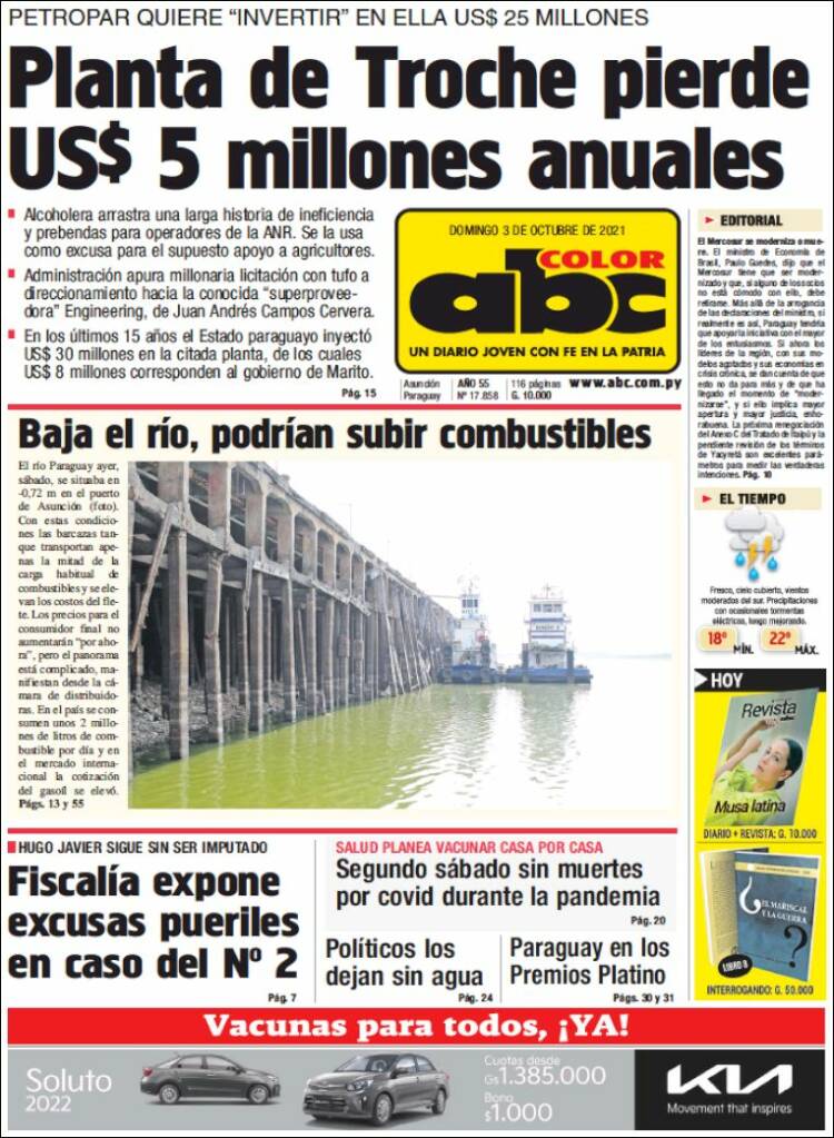 Portada de ABC Color (Paraguay)