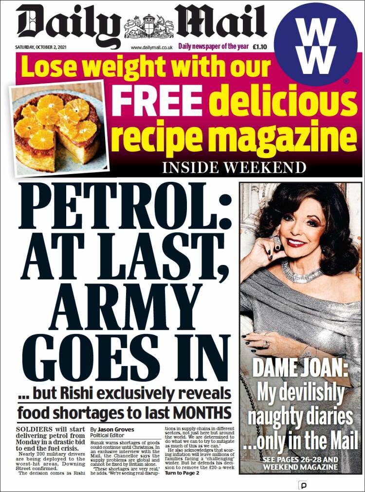 Portada de Daily Mail (Reino Unido)