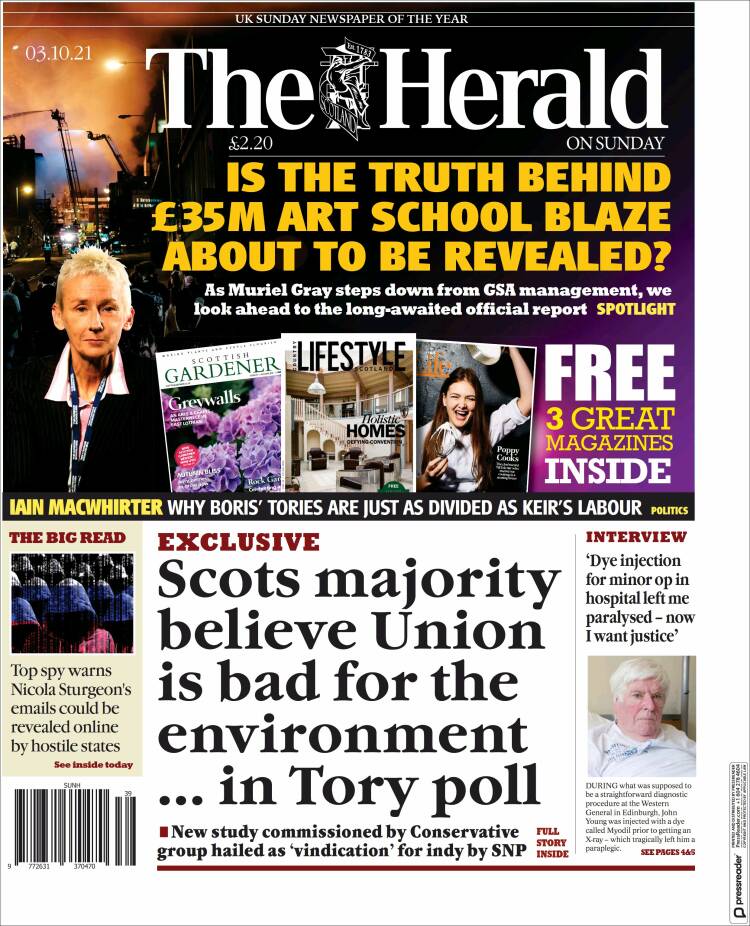 Portada de The Herald (Reino Unido)