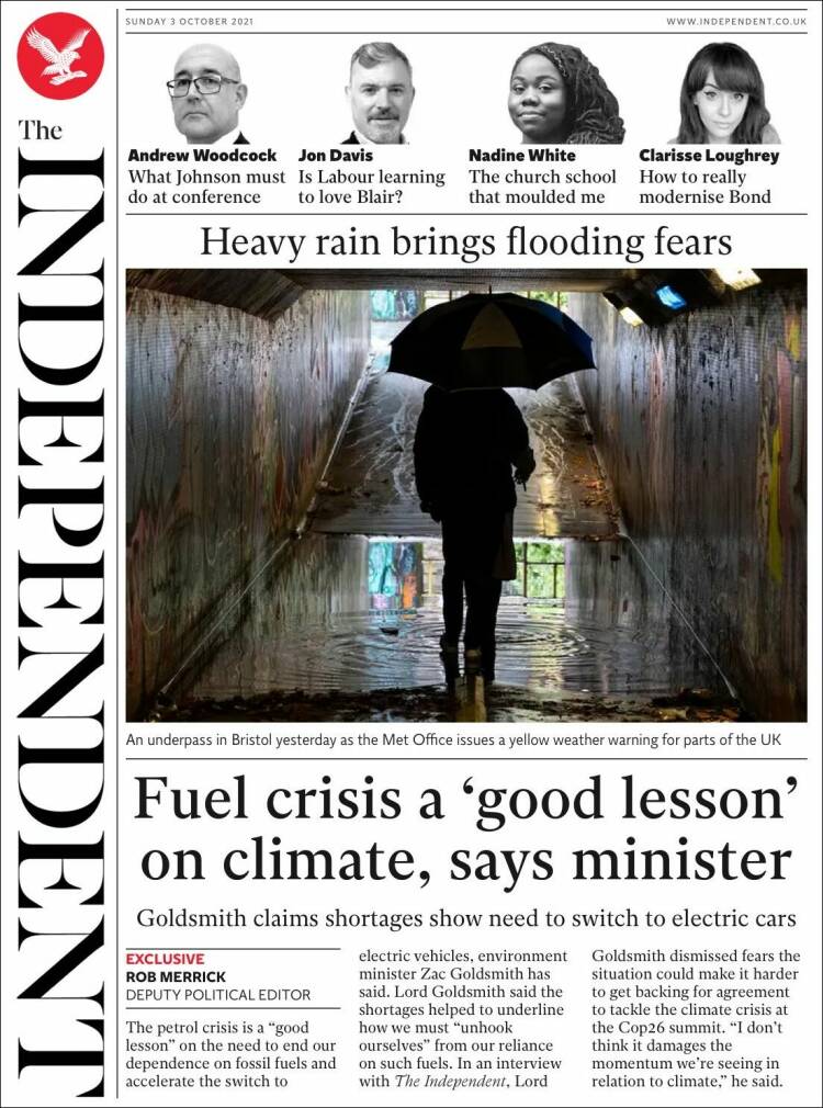 Portada de The Independent (Reino Unido)