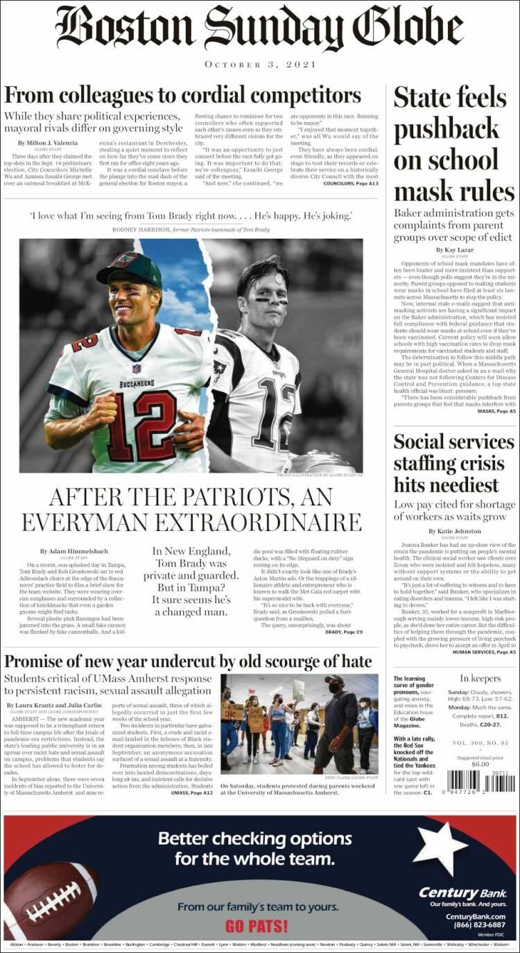 Portada de Boston Globe (USA)