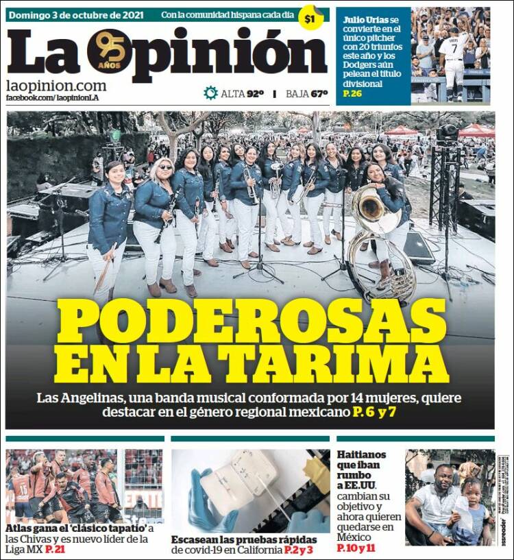 Portada de La Opinión (USA)