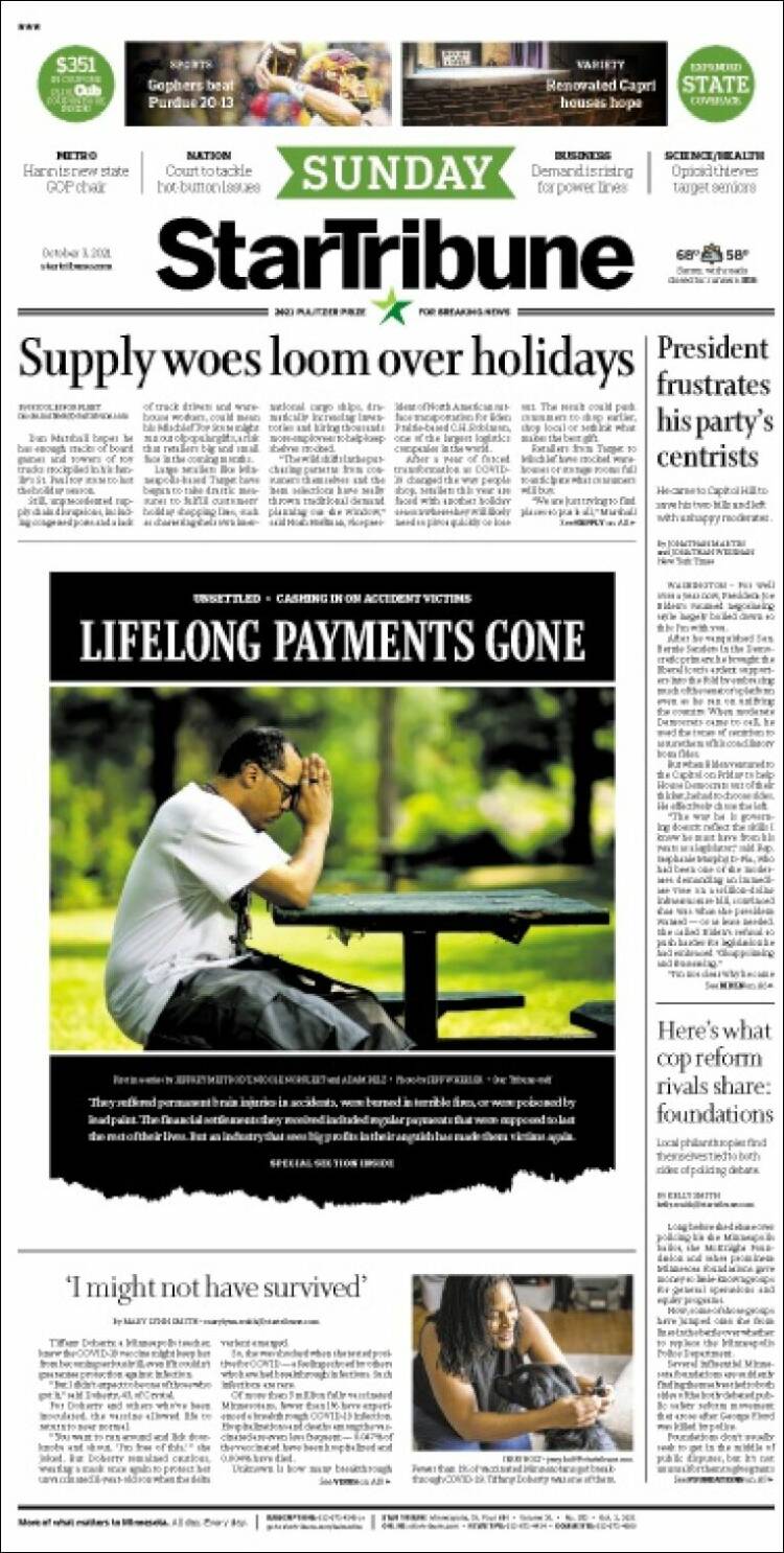 Portada de Star Tribune (USA)