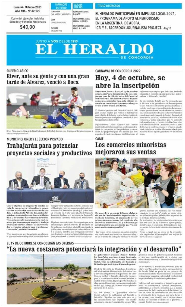 Portada de El Heraldo de Concordia (Argentina)