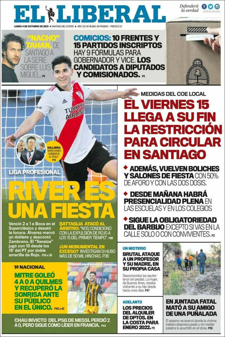 Portada de Diario El Liberal (Argentina)