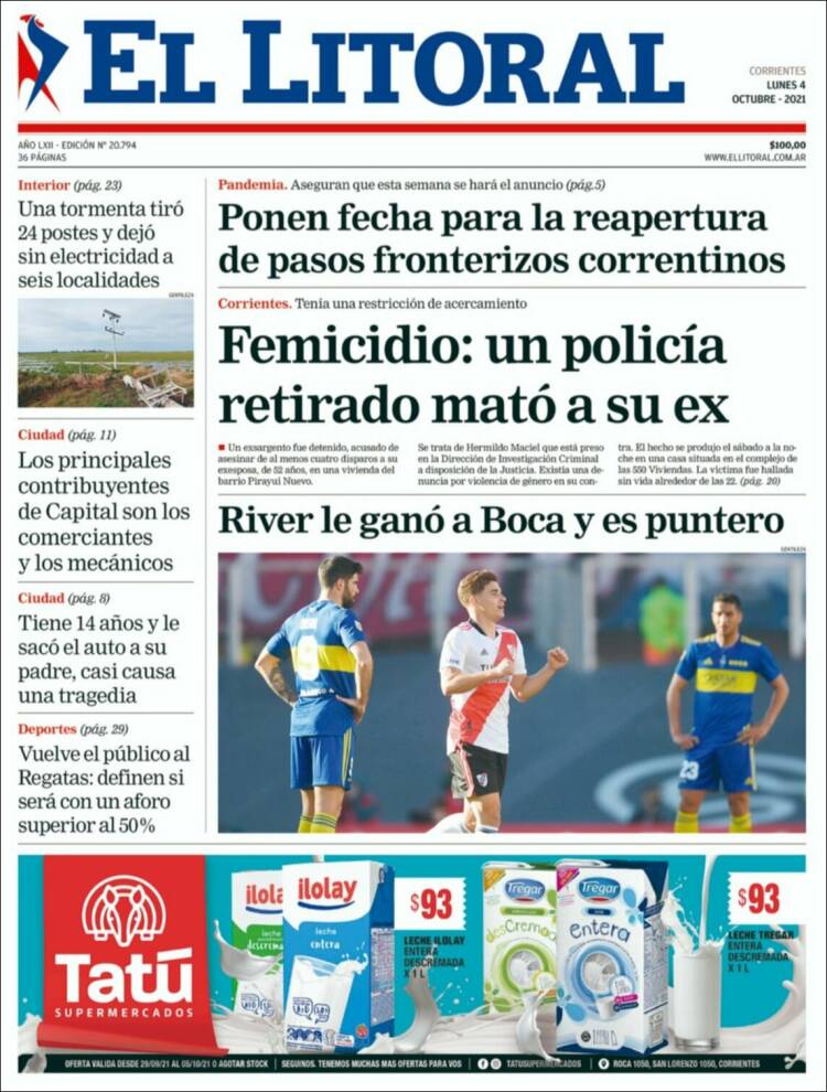 Portada de El Litoral Corrientes (Argentina)